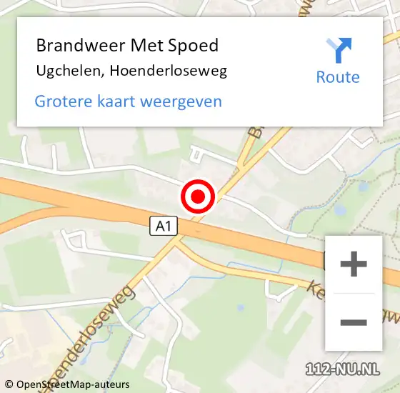 Locatie op kaart van de 112 melding: Brandweer Met Spoed Naar Ugchelen, Hoenderloseweg op 12 augustus 2022 22:37