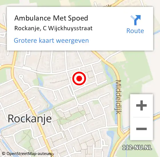 Locatie op kaart van de 112 melding: Ambulance Met Spoed Naar Rockanje, C Wijckhuysstraat op 12 augustus 2022 23:06