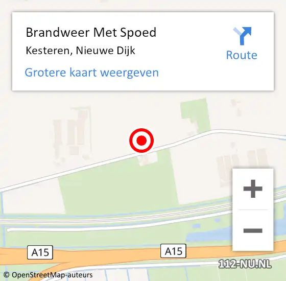 Locatie op kaart van de 112 melding: Brandweer Met Spoed Naar Kesteren, Nieuwe Dijk op 12 augustus 2022 23:13