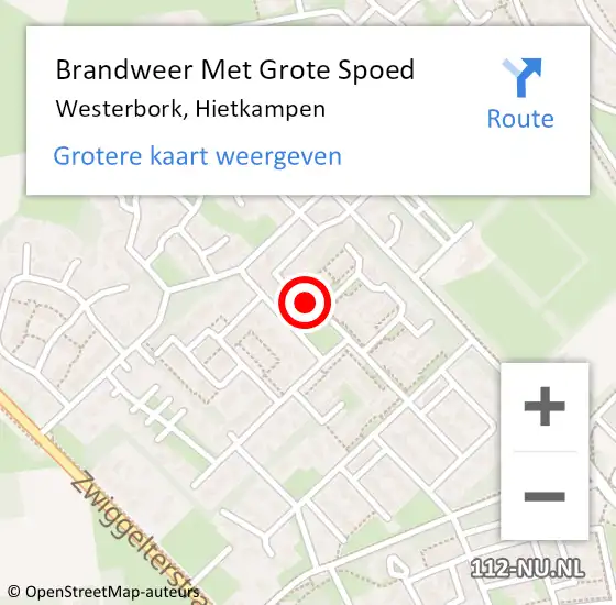 Locatie op kaart van de 112 melding: Brandweer Met Grote Spoed Naar Westerbork, Hietkampen op 12 augustus 2022 23:26