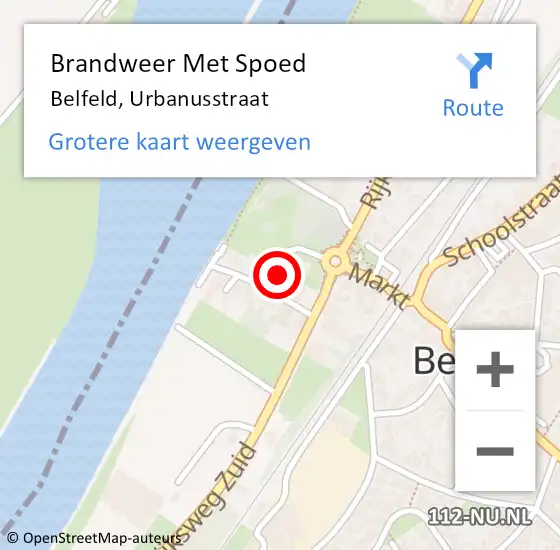 Locatie op kaart van de 112 melding: Brandweer Met Spoed Naar Belfeld, Urbanusstraat op 12 augustus 2022 23:28