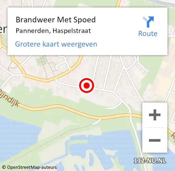 Locatie op kaart van de 112 melding: Brandweer Met Spoed Naar Pannerden, Haspelstraat op 12 augustus 2022 23:45