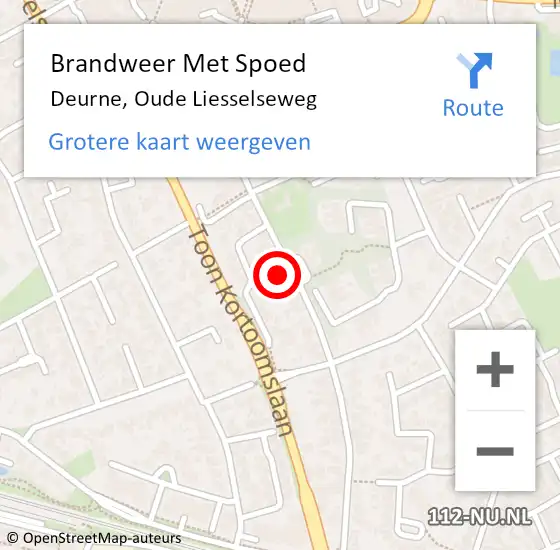 Locatie op kaart van de 112 melding: Brandweer Met Spoed Naar Deurne, Oude Liesselseweg op 13 augustus 2022 00:19