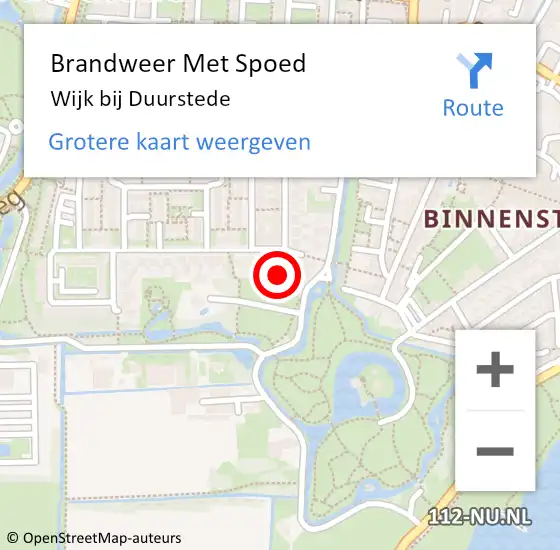 Locatie op kaart van de 112 melding: Brandweer Met Spoed Naar Wijk bij Duurstede op 13 augustus 2022 01:09