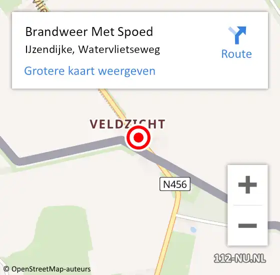 Locatie op kaart van de 112 melding: Brandweer Met Spoed Naar IJzendijke, Watervlietseweg op 13 augustus 2022 01:17