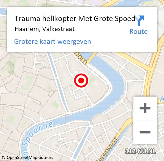 Locatie op kaart van de 112 melding: Trauma helikopter Met Grote Spoed Naar Haarlem, Valkestraat op 13 augustus 2022 01:18