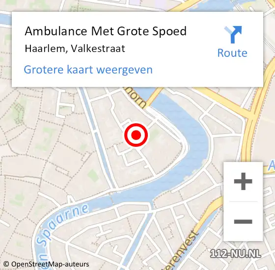 Locatie op kaart van de 112 melding: Ambulance Met Grote Spoed Naar Haarlem, Valkestraat op 13 augustus 2022 01:21