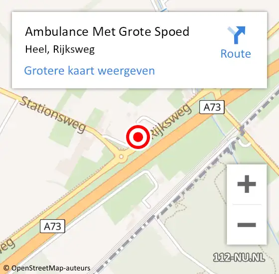 Locatie op kaart van de 112 melding: Ambulance Met Grote Spoed Naar Heel, Rijksweg op 13 augustus 2022 01:47