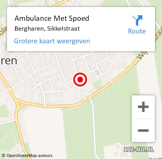 Locatie op kaart van de 112 melding: Ambulance Met Spoed Naar Bergharen, Sikkelstraat op 13 augustus 2022 02:02