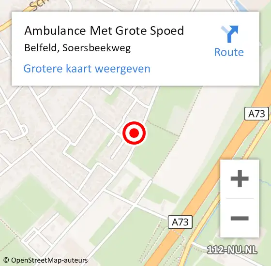 Locatie op kaart van de 112 melding: Ambulance Met Grote Spoed Naar Belfeld, Soersbeekweg op 13 augustus 2022 02:07