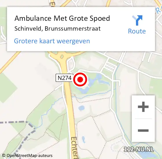 Locatie op kaart van de 112 melding: Ambulance Met Grote Spoed Naar Schinveld, Brunssummerstraat op 26 juli 2014 07:26