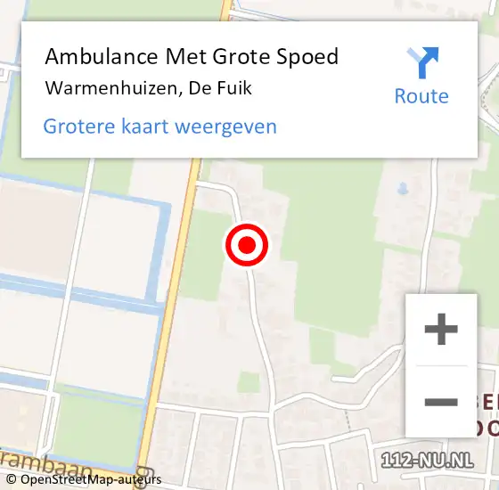 Locatie op kaart van de 112 melding: Ambulance Met Grote Spoed Naar Warmenhuizen, De Fuik op 13 augustus 2022 03:33