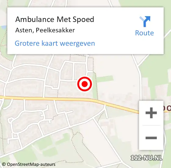 Locatie op kaart van de 112 melding: Ambulance Met Spoed Naar Asten, Peelkesakker op 26 juli 2014 07:38