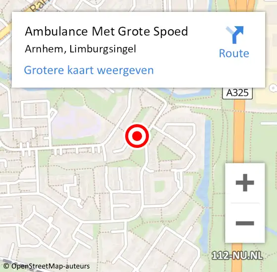 Locatie op kaart van de 112 melding: Ambulance Met Grote Spoed Naar Arnhem, Limburgsingel op 13 augustus 2022 05:00