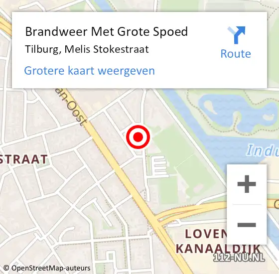 Locatie op kaart van de 112 melding: Brandweer Met Grote Spoed Naar Tilburg, Melis Stokestraat op 13 augustus 2022 05:17