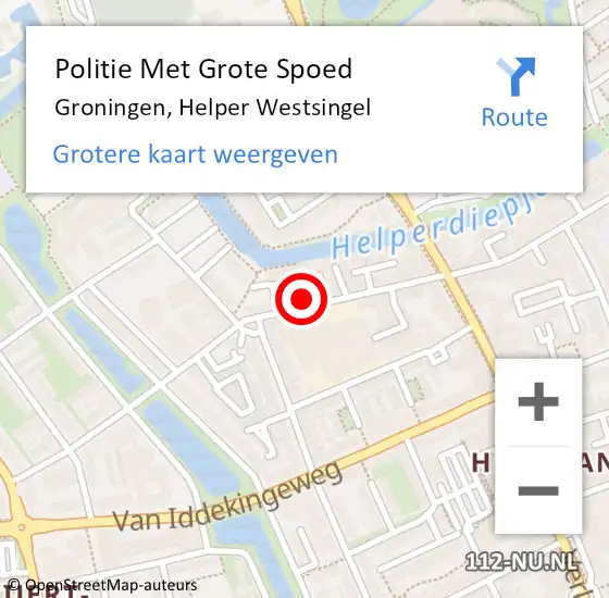 Locatie op kaart van de 112 melding: Politie Met Grote Spoed Naar Groningen, Helper Westsingel op 13 augustus 2022 05:38