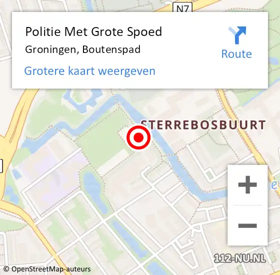 Locatie op kaart van de 112 melding: Politie Met Grote Spoed Naar Groningen, Boutenspad op 13 augustus 2022 05:51