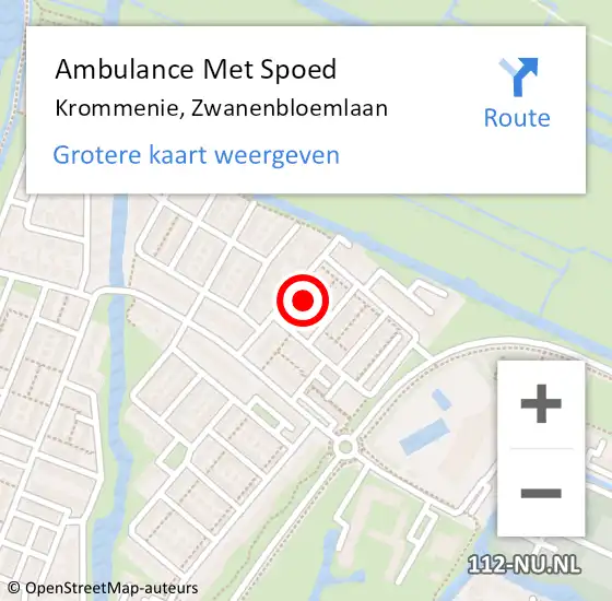 Locatie op kaart van de 112 melding: Ambulance Met Spoed Naar Krommenie, Zwanenbloemlaan op 13 augustus 2022 05:53