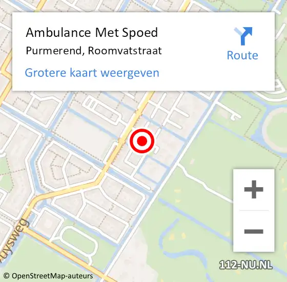 Locatie op kaart van de 112 melding: Ambulance Met Spoed Naar Purmerend, Roomvatstraat op 13 augustus 2022 07:54