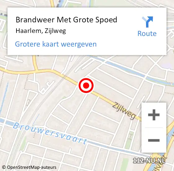 Locatie op kaart van de 112 melding: Brandweer Met Grote Spoed Naar Haarlem, Zijlweg op 13 augustus 2022 08:23