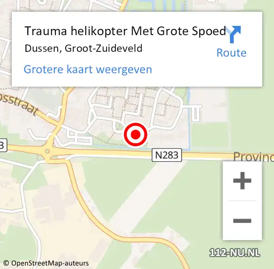 Locatie op kaart van de 112 melding: Trauma helikopter Met Grote Spoed Naar Dussen, Groot-Zuideveld op 13 augustus 2022 08:30
