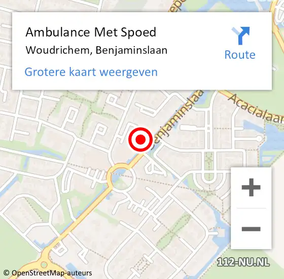 Locatie op kaart van de 112 melding: Ambulance Met Spoed Naar Woudrichem, Benjaminslaan op 13 augustus 2022 08:41