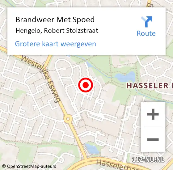 Locatie op kaart van de 112 melding: Brandweer Met Spoed Naar Hengelo, Robert Stolzstraat op 13 augustus 2022 08:44