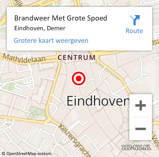 Locatie op kaart van de 112 melding: Brandweer Met Grote Spoed Naar Eindhoven, Demer op 13 augustus 2022 08:44