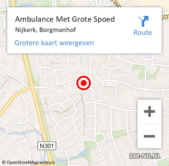 Locatie op kaart van de 112 melding: Ambulance Met Grote Spoed Naar Nijkerk, Borgmanhof op 13 augustus 2022 08:45