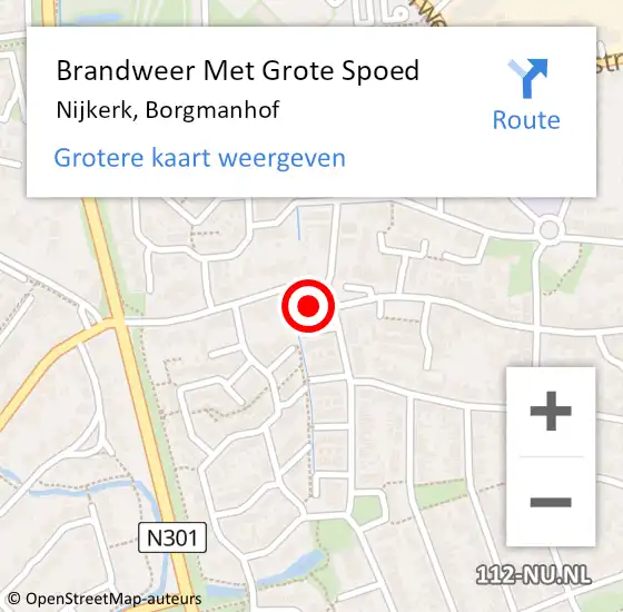 Locatie op kaart van de 112 melding: Brandweer Met Grote Spoed Naar Nijkerk, Borgmanhof op 13 augustus 2022 08:45