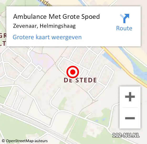 Locatie op kaart van de 112 melding: Ambulance Met Grote Spoed Naar Zevenaar, Helmingshaag op 13 augustus 2022 09:11