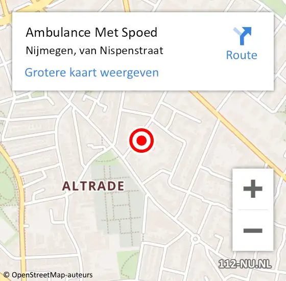 Locatie op kaart van de 112 melding: Ambulance Met Spoed Naar Nijmegen, van Nispenstraat op 13 augustus 2022 09:33