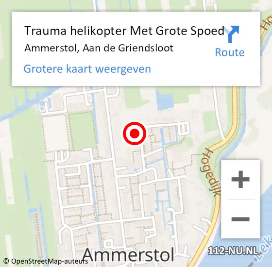 Locatie op kaart van de 112 melding: Trauma helikopter Met Grote Spoed Naar Ammerstol, Aan de Griendsloot op 13 augustus 2022 09:39