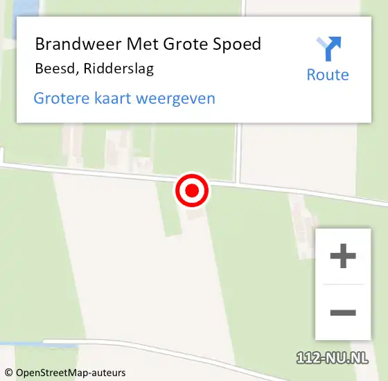 Locatie op kaart van de 112 melding: Brandweer Met Grote Spoed Naar Beesd, Ridderslag op 13 augustus 2022 09:58