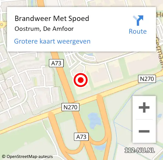 Locatie op kaart van de 112 melding: Brandweer Met Spoed Naar Oostrum, De Amfoor op 13 augustus 2022 10:06