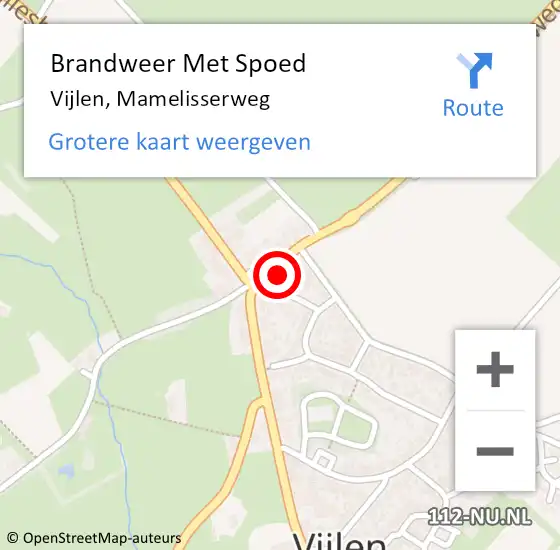 Locatie op kaart van de 112 melding: Brandweer Met Spoed Naar Vijlen, Mamelisserweg op 13 augustus 2022 10:27