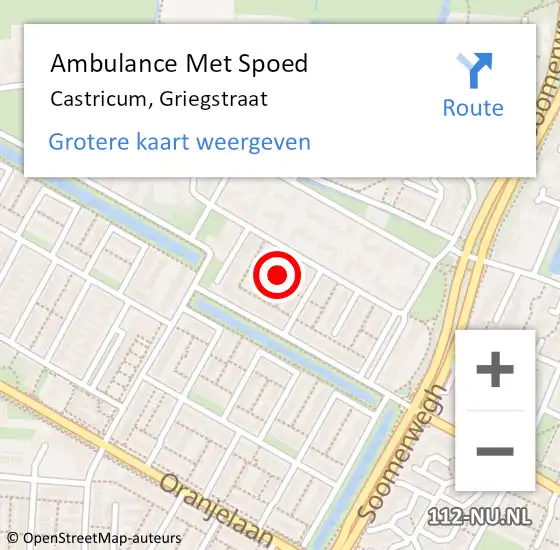 Locatie op kaart van de 112 melding: Ambulance Met Spoed Naar Castricum, Griegstraat op 13 augustus 2022 10:31