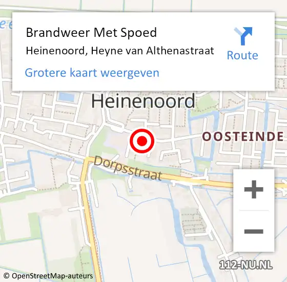 Locatie op kaart van de 112 melding: Brandweer Met Spoed Naar Heinenoord, Heyne van Althenastraat op 13 augustus 2022 10:35