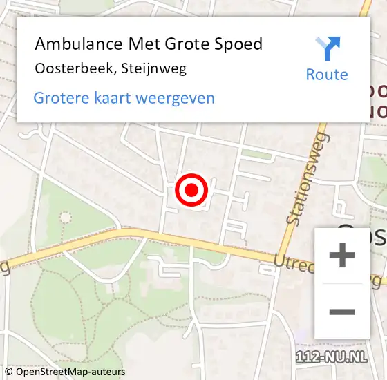 Locatie op kaart van de 112 melding: Ambulance Met Grote Spoed Naar Oosterbeek, Steijnweg op 13 augustus 2022 10:37