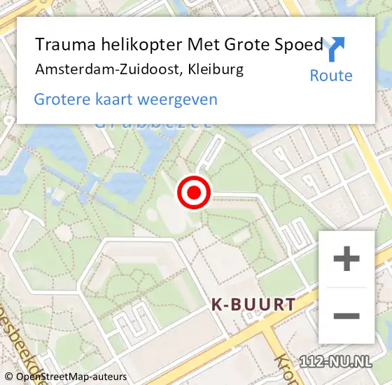 Locatie op kaart van de 112 melding: Trauma helikopter Met Grote Spoed Naar Amsterdam-Zuidoost, Kleiburg op 13 augustus 2022 10:43