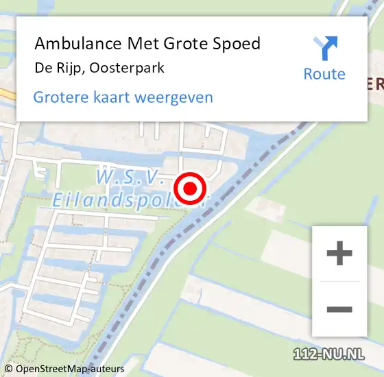 Locatie op kaart van de 112 melding: Ambulance Met Grote Spoed Naar De Rijp, Oosterpark op 13 augustus 2022 10:47