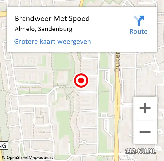 Locatie op kaart van de 112 melding: Brandweer Met Spoed Naar Almelo, Sandenburg op 13 augustus 2022 11:05