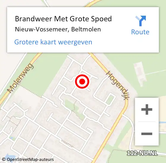 Locatie op kaart van de 112 melding: Brandweer Met Grote Spoed Naar Nieuw-Vossemeer, Beltmolen op 26 juli 2014 08:23