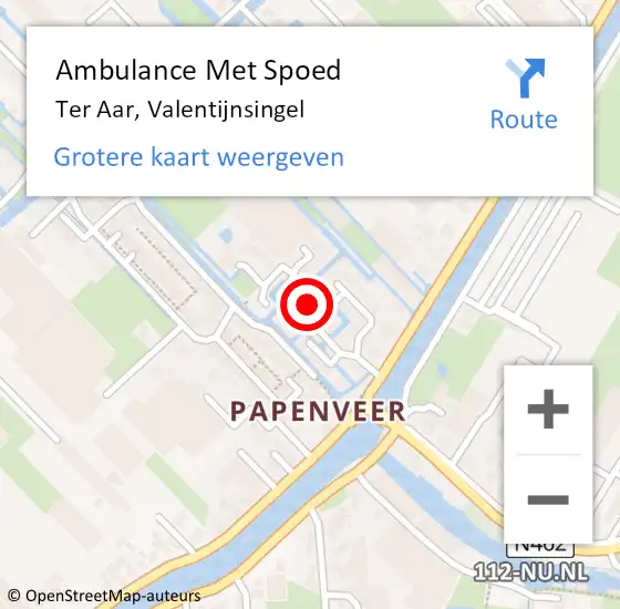 Locatie op kaart van de 112 melding: Ambulance Met Spoed Naar Ter Aar, Valentijnsingel op 13 augustus 2022 11:16