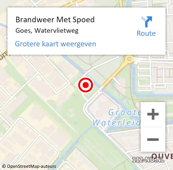 Locatie op kaart van de 112 melding: Brandweer Met Spoed Naar Goes, Watervlietweg op 13 augustus 2022 11:27