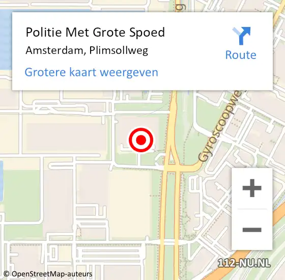 Locatie op kaart van de 112 melding: Politie Met Grote Spoed Naar Amsterdam, Plimsollweg op 13 augustus 2022 11:32