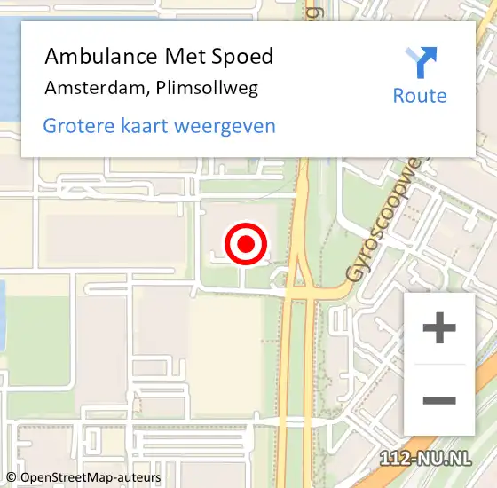 Locatie op kaart van de 112 melding: Ambulance Met Spoed Naar Amsterdam, Plimsollweg op 13 augustus 2022 11:35