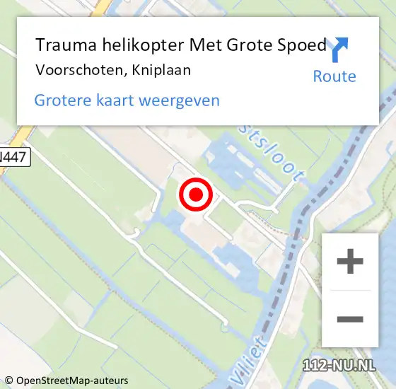 Locatie op kaart van de 112 melding: Trauma helikopter Met Grote Spoed Naar Voorschoten, Kniplaan op 13 augustus 2022 11:36