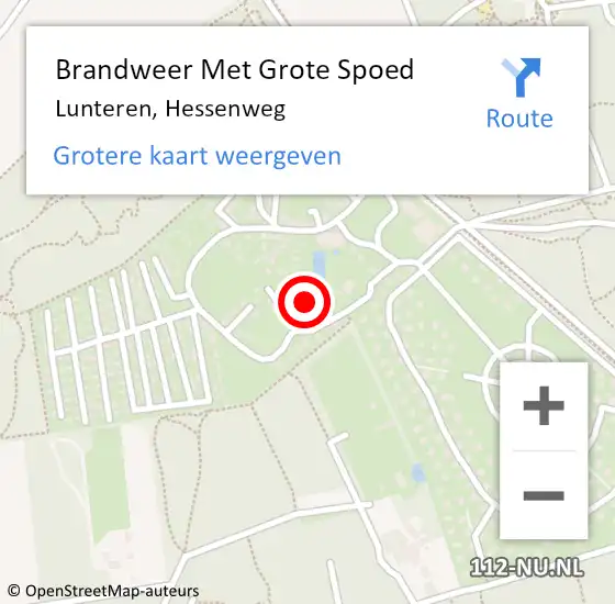 Locatie op kaart van de 112 melding: Brandweer Met Grote Spoed Naar Lunteren, Hessenweg op 13 augustus 2022 11:48