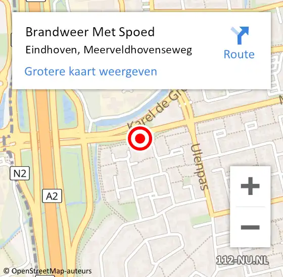 Locatie op kaart van de 112 melding: Brandweer Met Spoed Naar Eindhoven, Meerveldhovenseweg op 13 augustus 2022 11:59